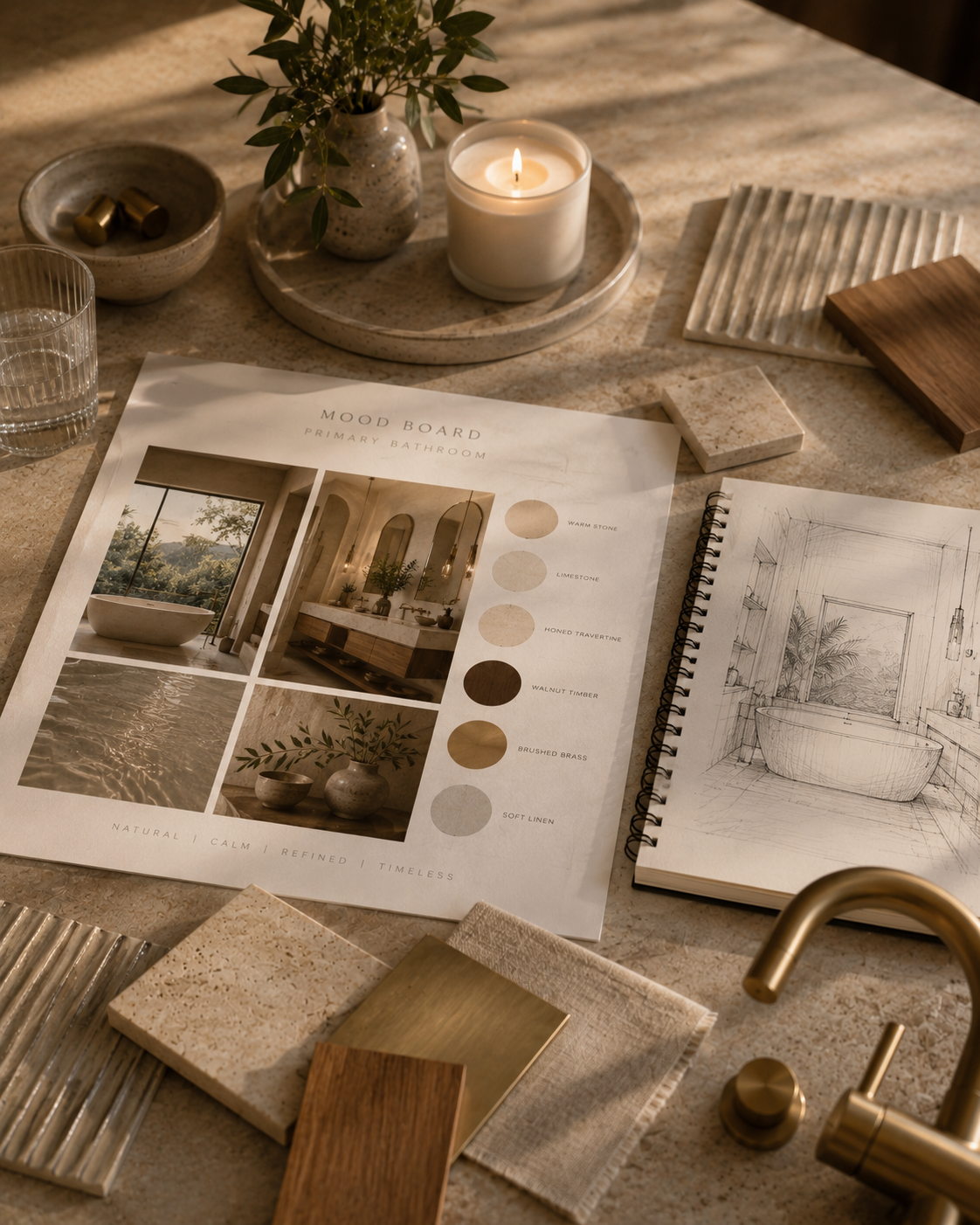 Luxury bathroom mood board
